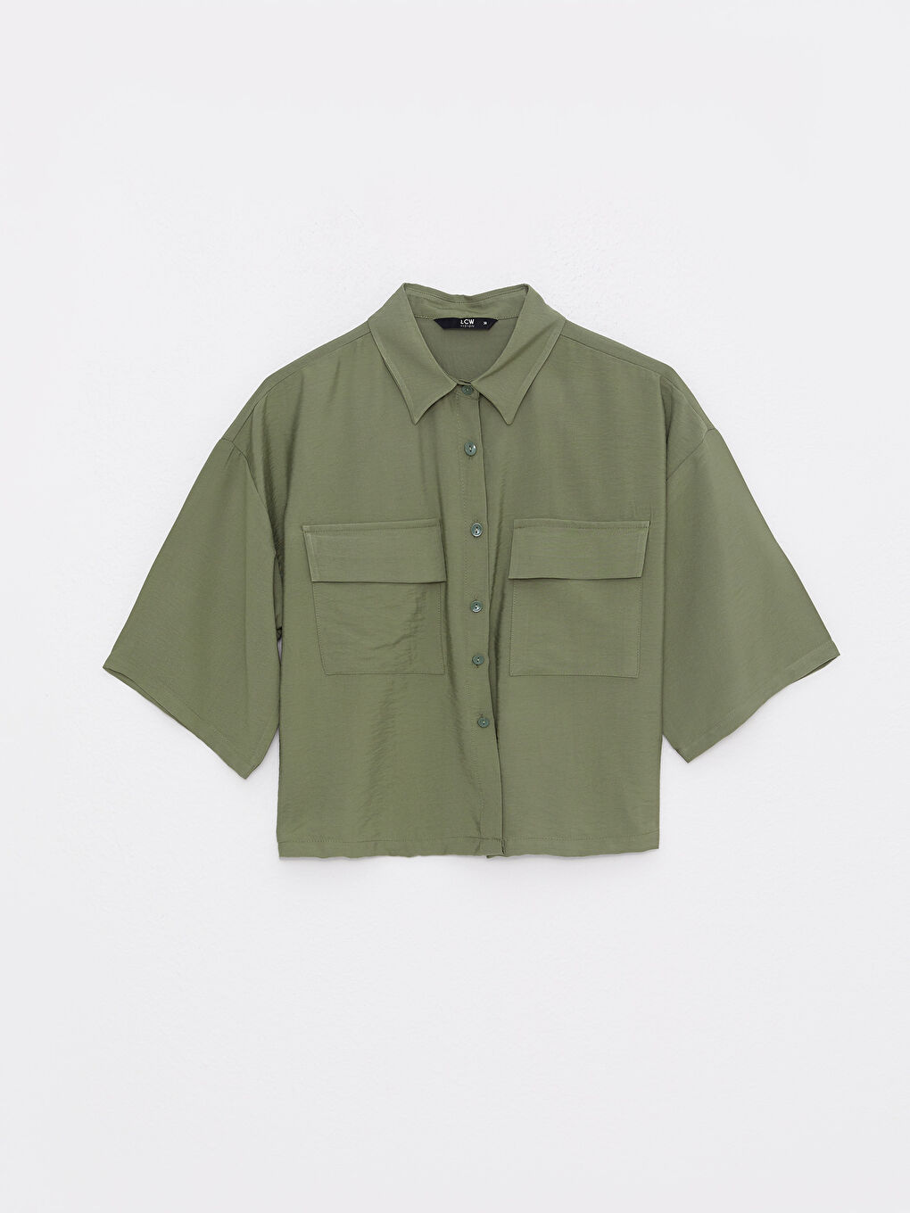 Chemise Femme à Manches Courtes Droite avec Fermeture à Boutons sur le Devant-5