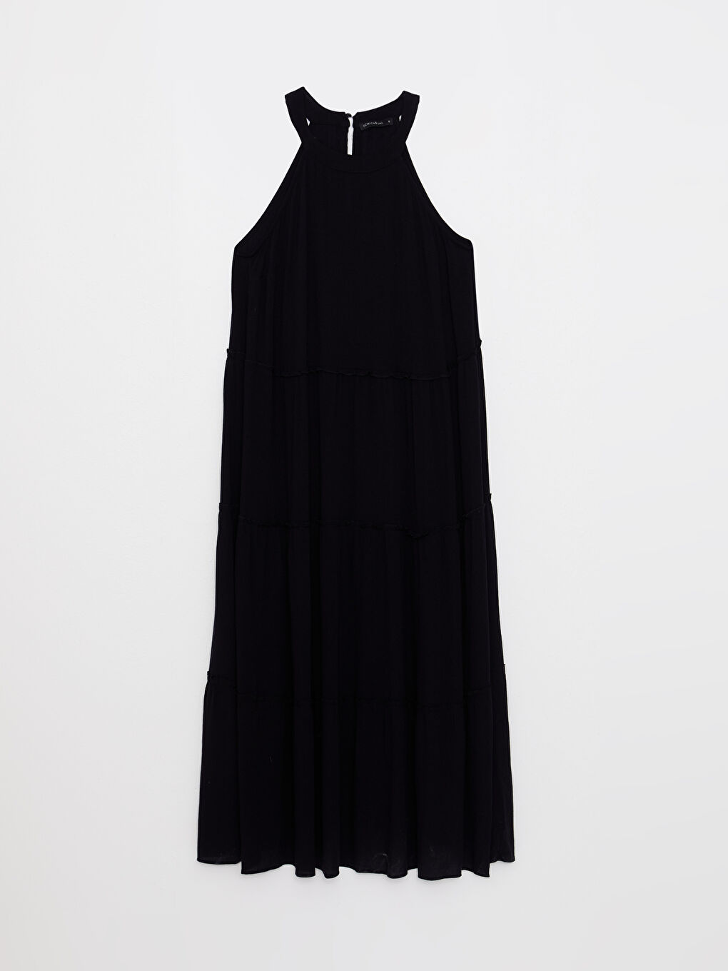 LCW Vision Halter Collar Plain Sleeveless Crinkle Fabric Women's Dress -S2IQ17Z8-CVL