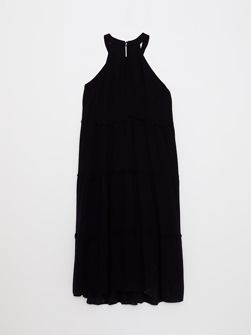 LCW Vision Halter Collar Plain Sleeveless Crinkle Fabric Women's Dress -S2IQ17Z8-CVL