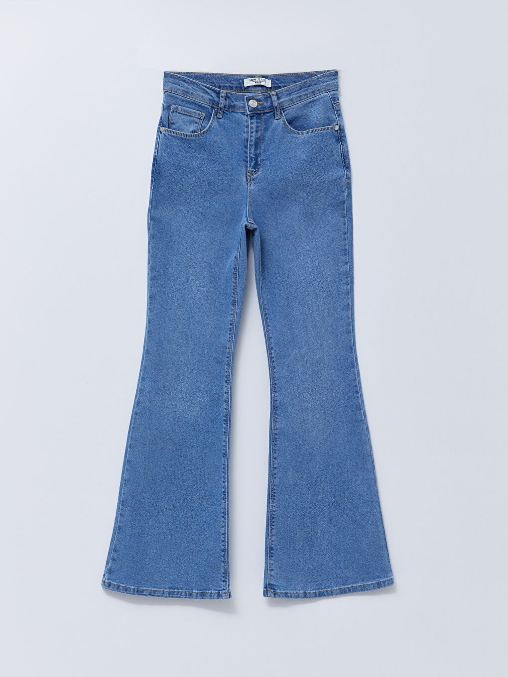 İndigo Yüksek Bel Mars Flare Kadın Jean Pantolon-6