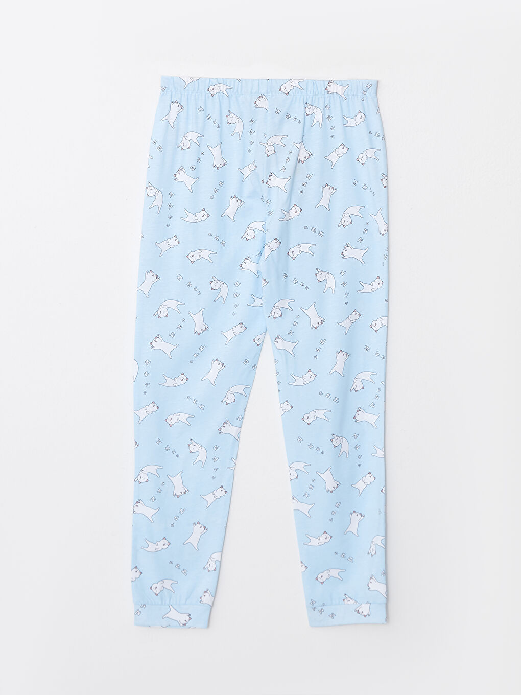 Mavi Beli Lastikli Desenli Pamuklu Kadın Jogger Pijama Altı-6