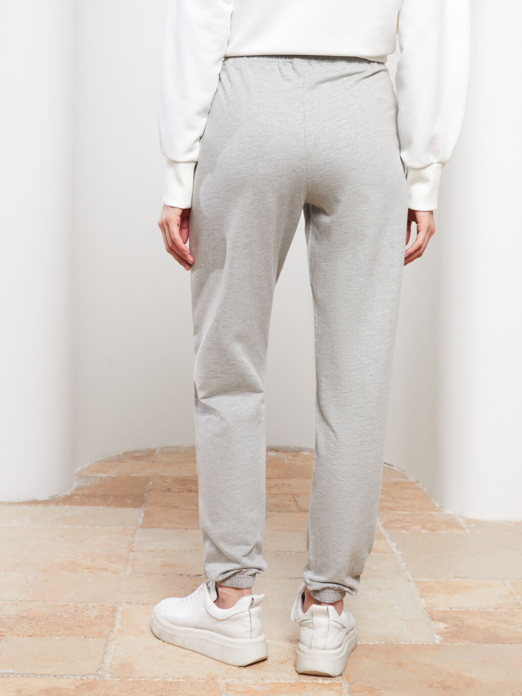 Women's Elasticated Waist Plain Jogger Sweatpants -S2IQ67Z8-LAL