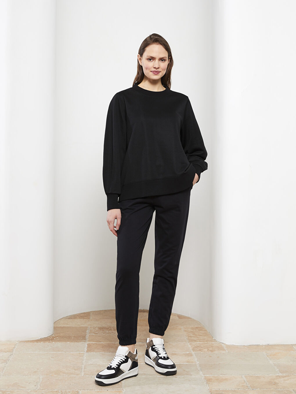 Women's Elasticated Waist Plain Jogger Sweatpants -S2IQ67Z8-RQL