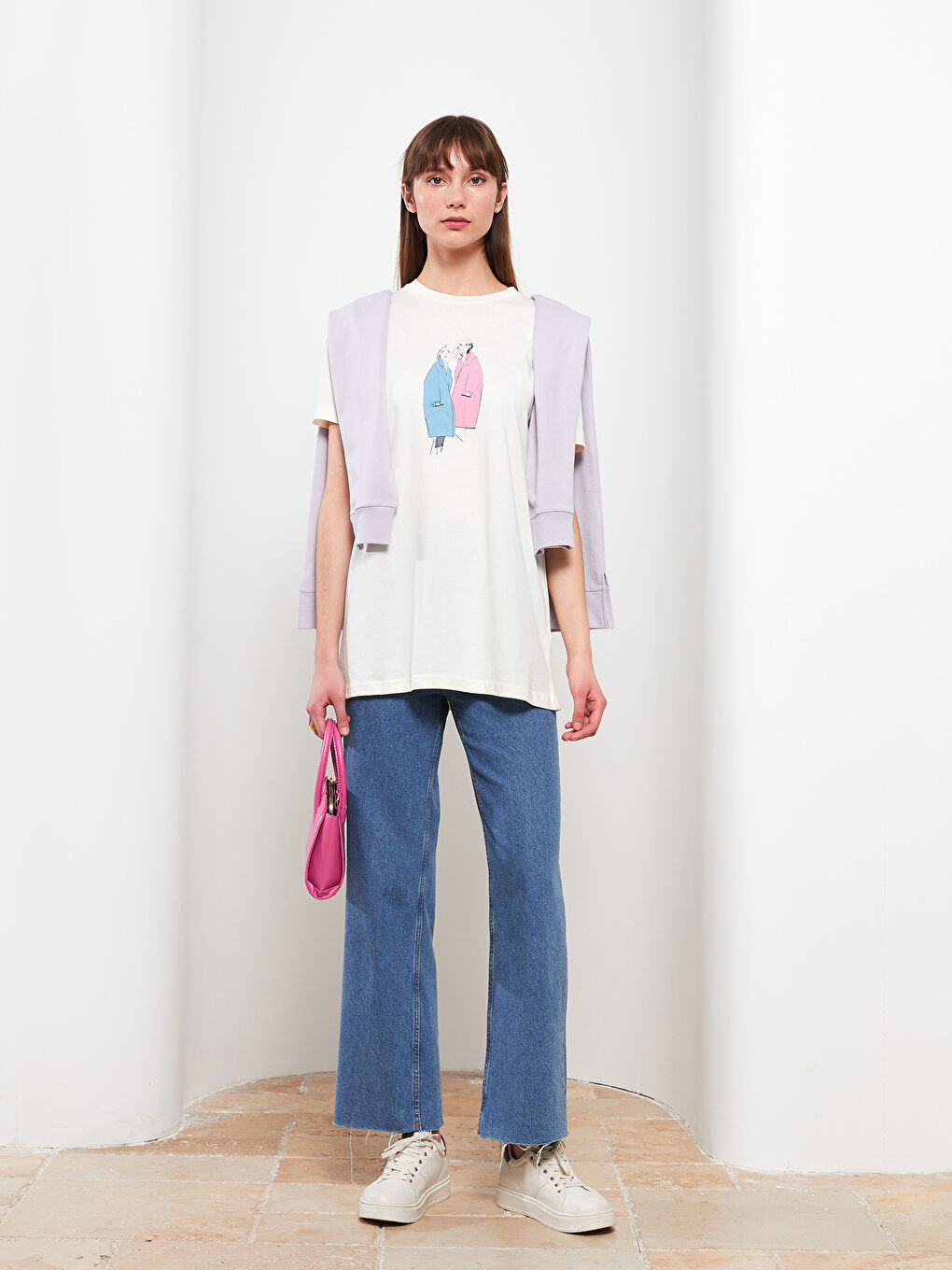 Crew Neck Printed Short Sleeve Women's Tunic-2