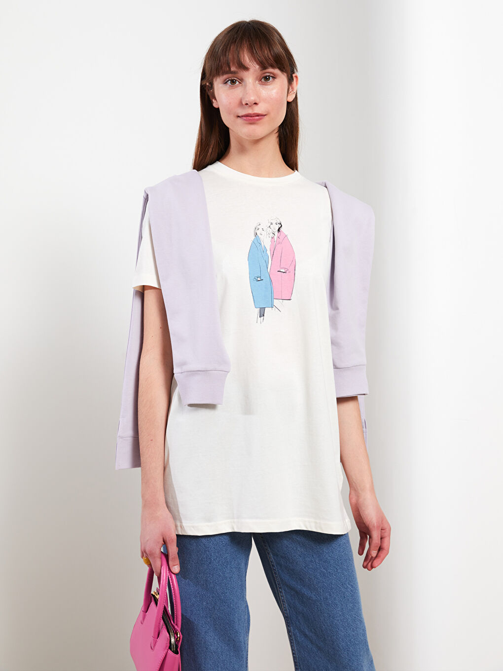 Crew Neck Printed Short Sleeve Women's Tunic-3