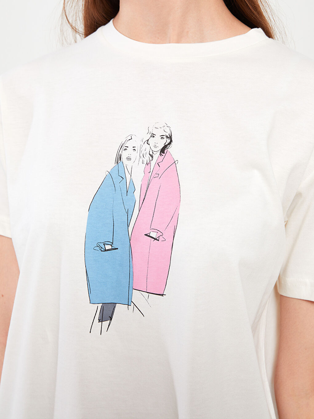 Crew Neck Printed Short Sleeve Women's Tunic-4