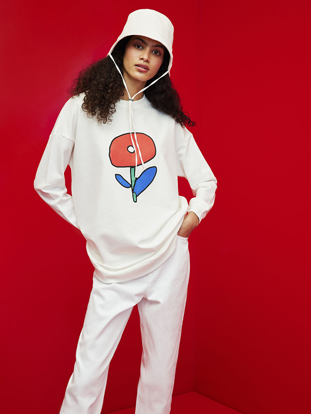 Crew Neck Printed Long Sleeve Women's Sweatshirt Tunic-2