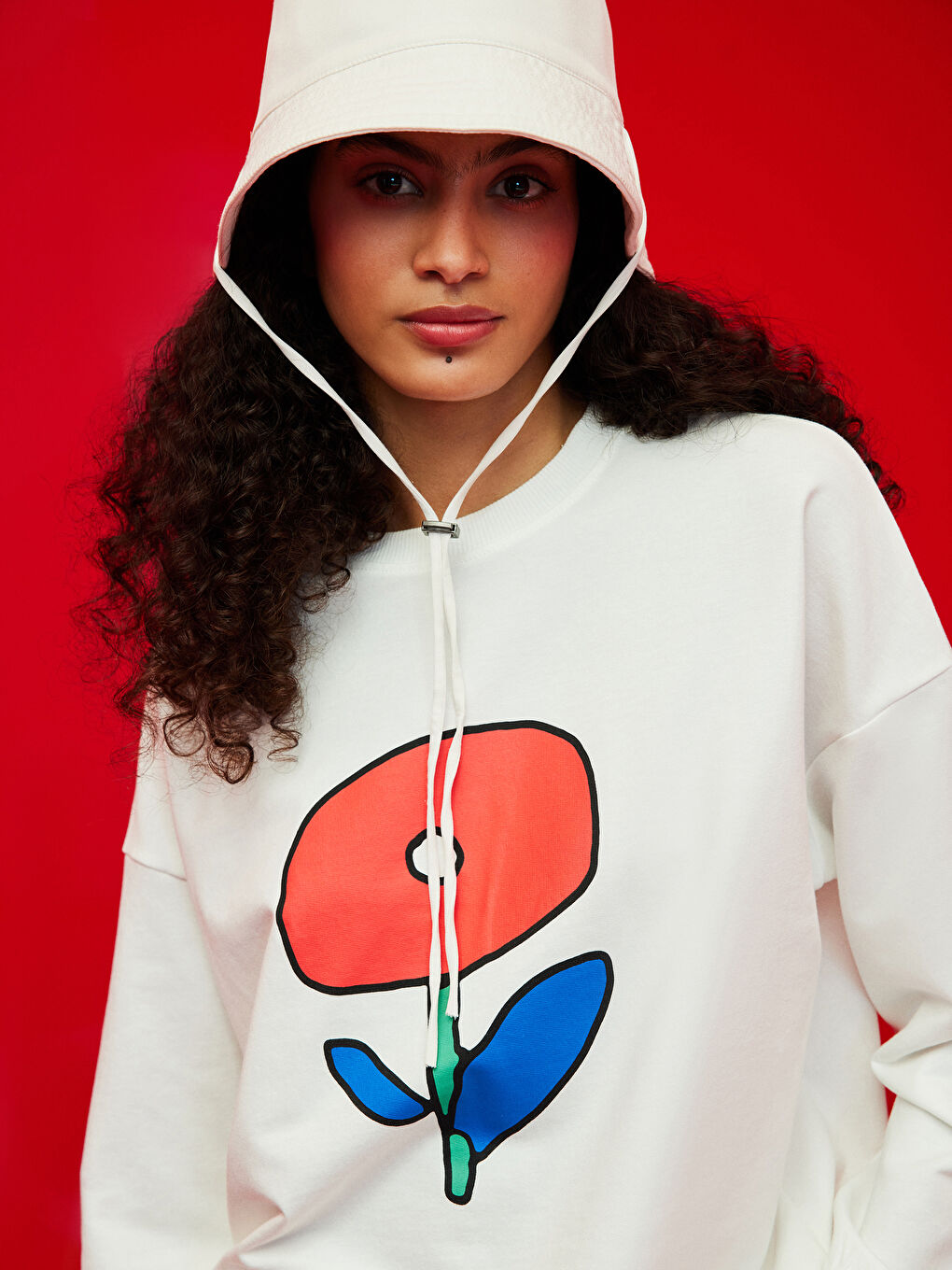 Crew Neck Printed Long Sleeve Women's Sweatshirt Tunic-4