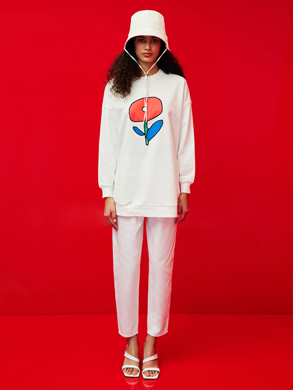 Crew Neck Printed Long Sleeve Women's Sweatshirt Tunic-6