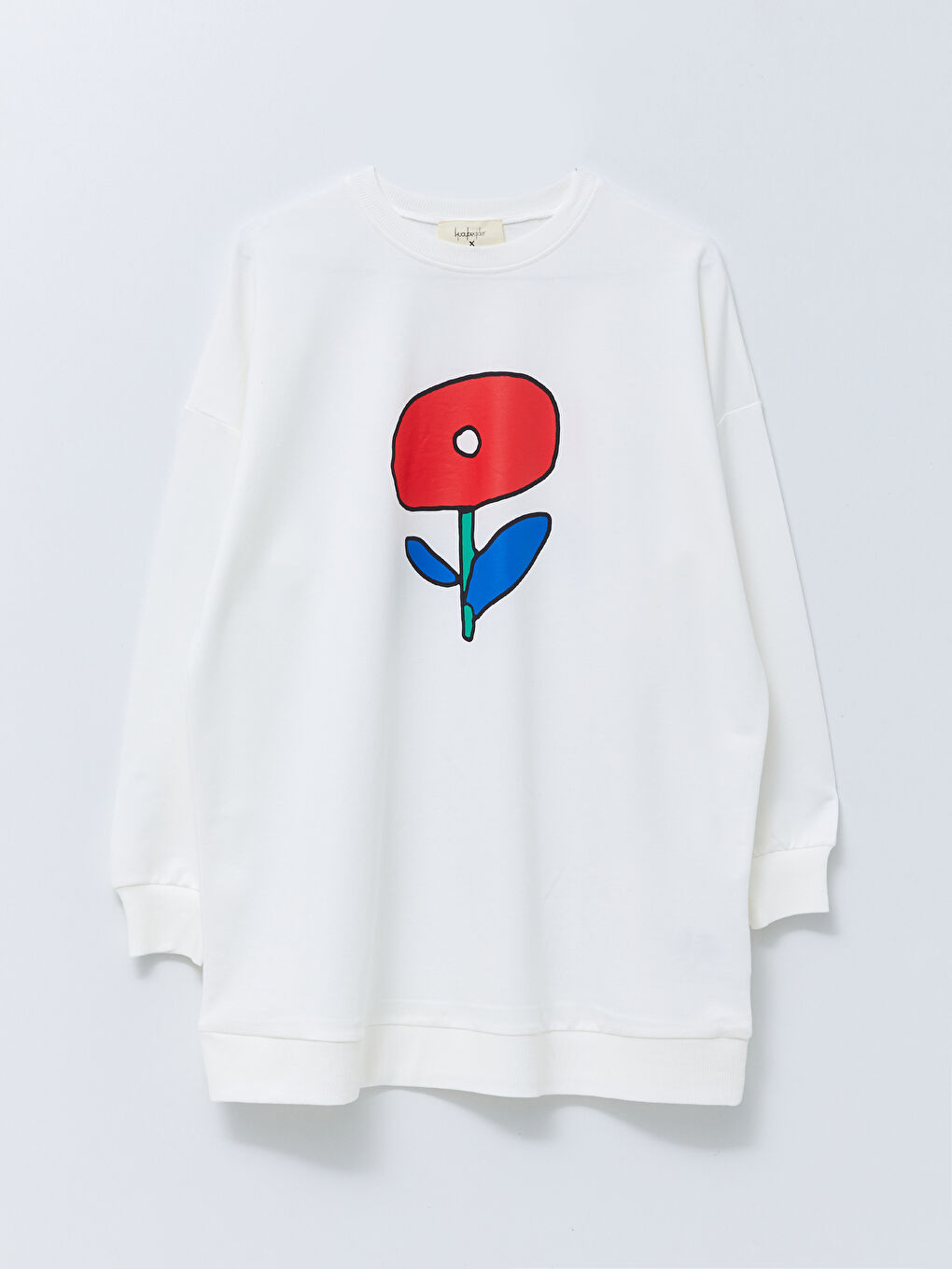 Crew Neck Printed Long Sleeve Women's Sweatshirt Tunic-11