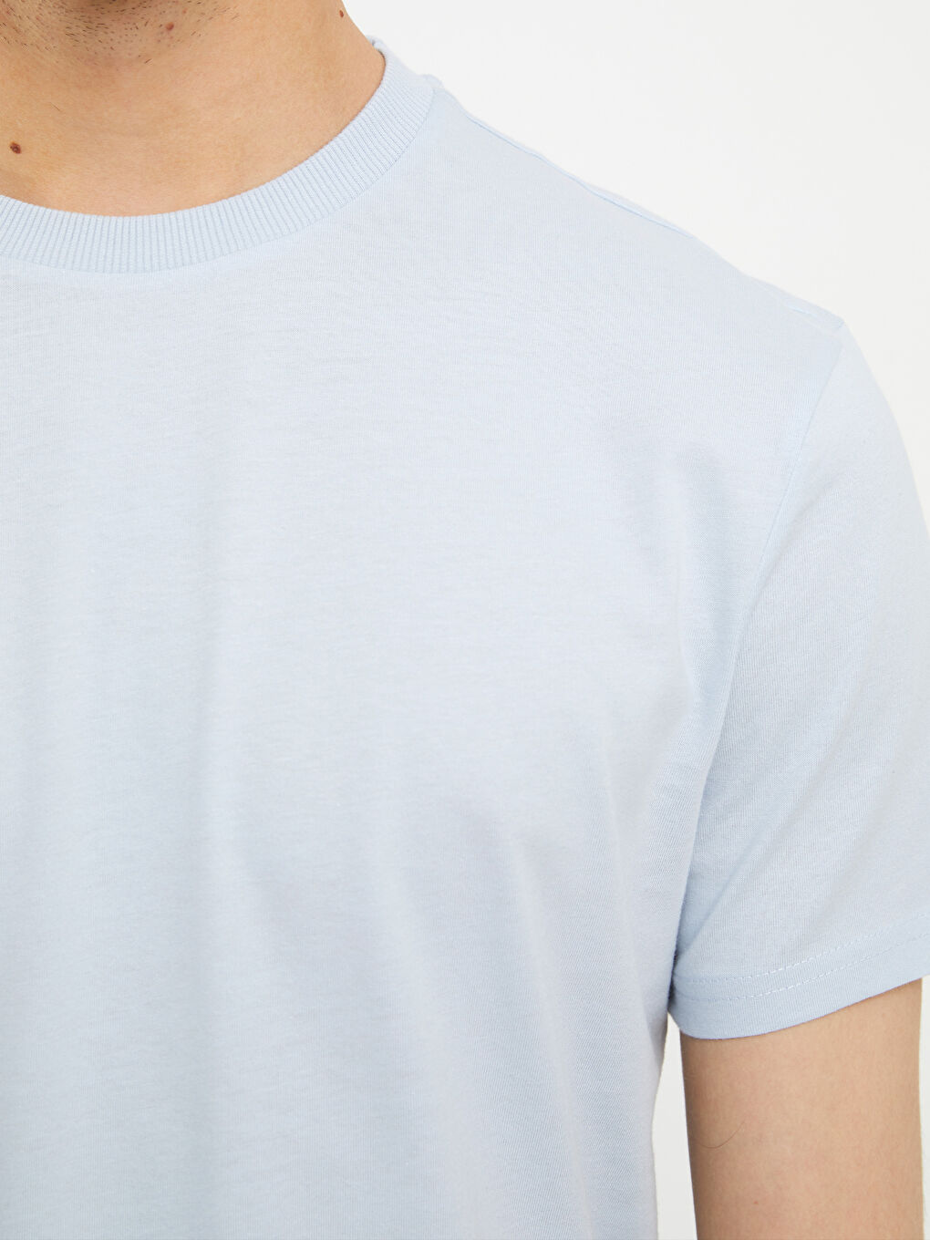 Mavi Bisiklet Yaka Kısa Kollu Basic Penye Erkek Tişört-3