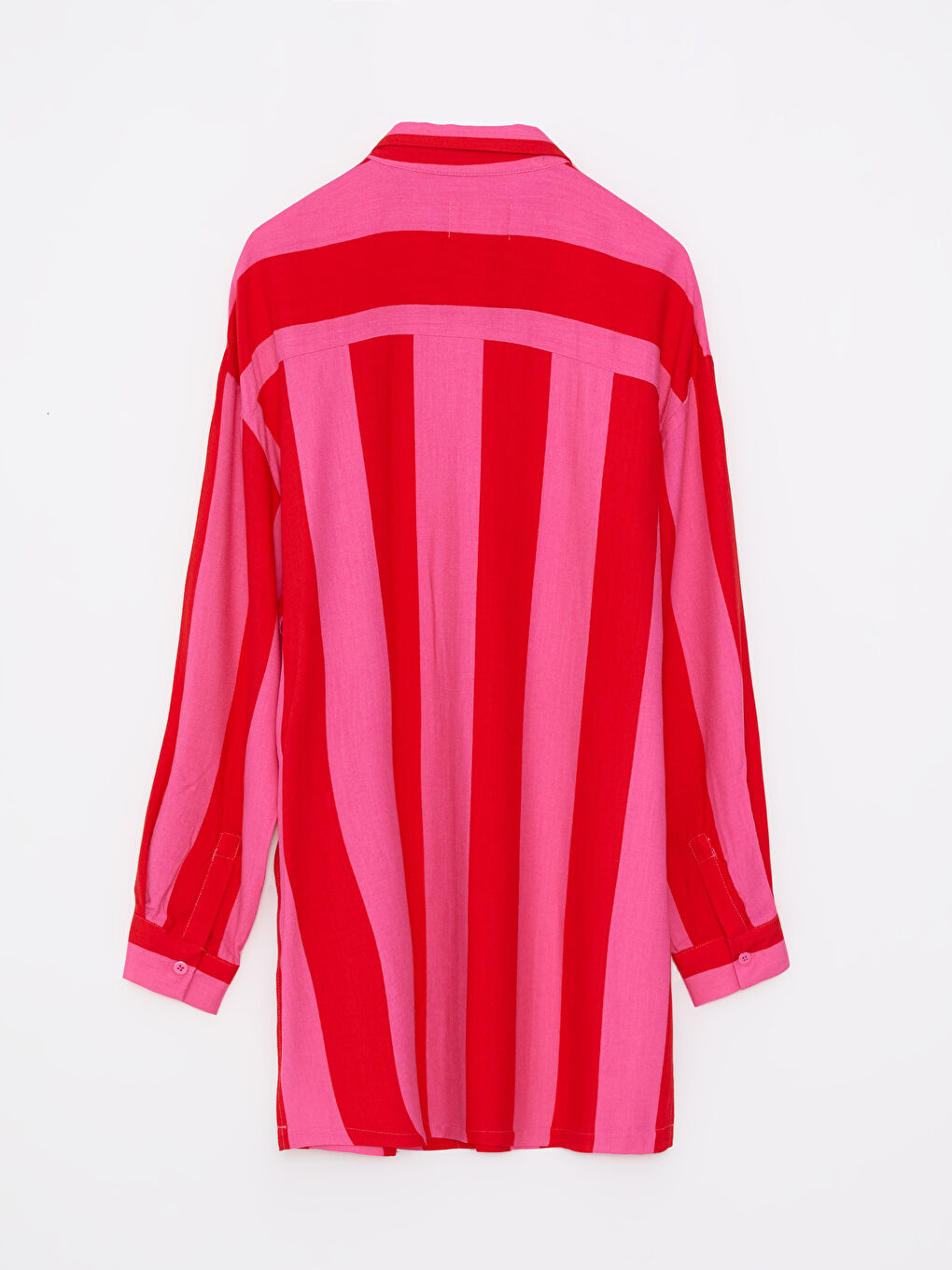 قميص للسيدات بأزرار أمامية، بلوك الألوان، كم طويل، واسع، فيسكوز-4