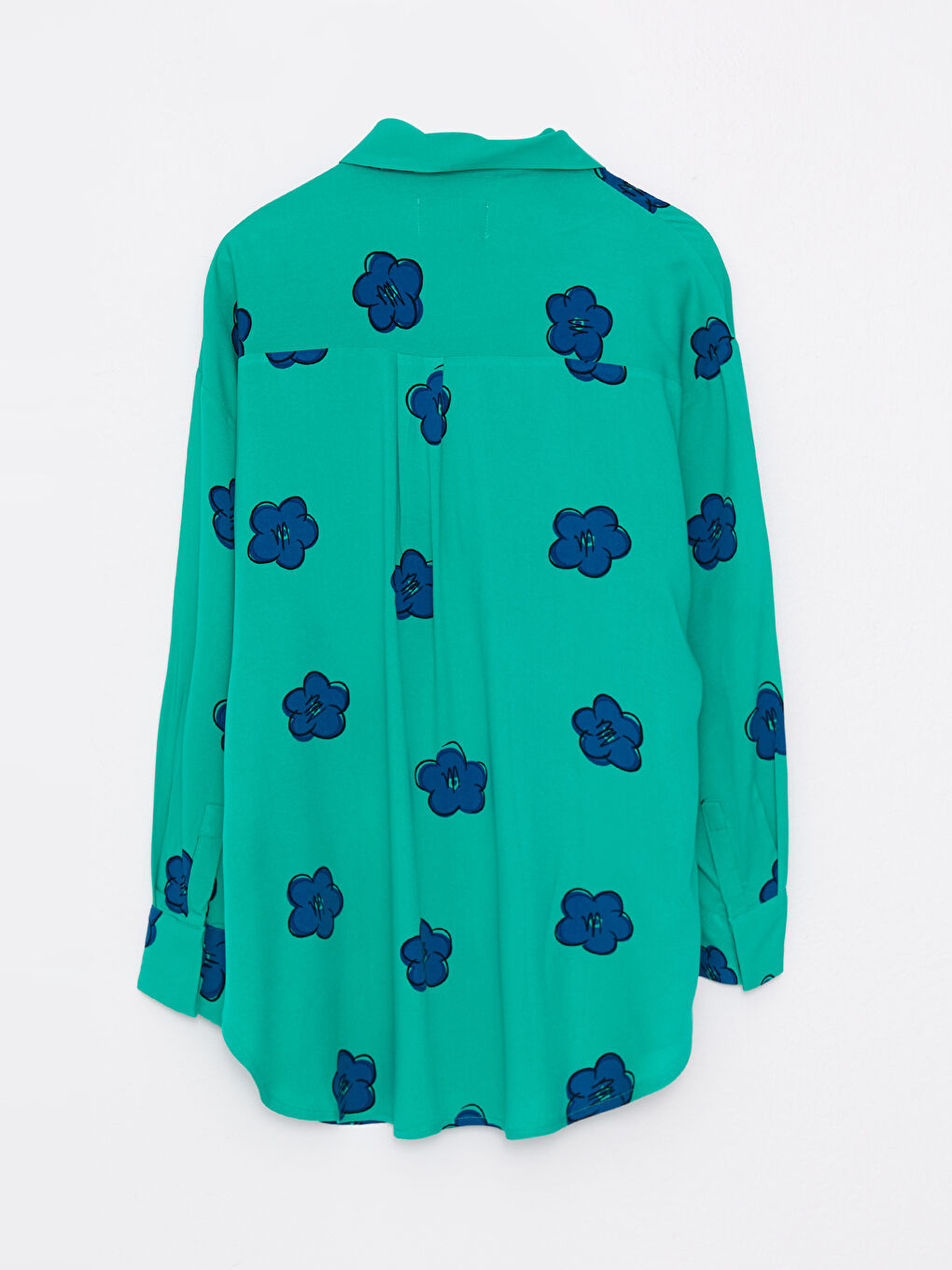 Front Button Closure Floral Long Sleeve Oversize Viscose Women's Shirt-6