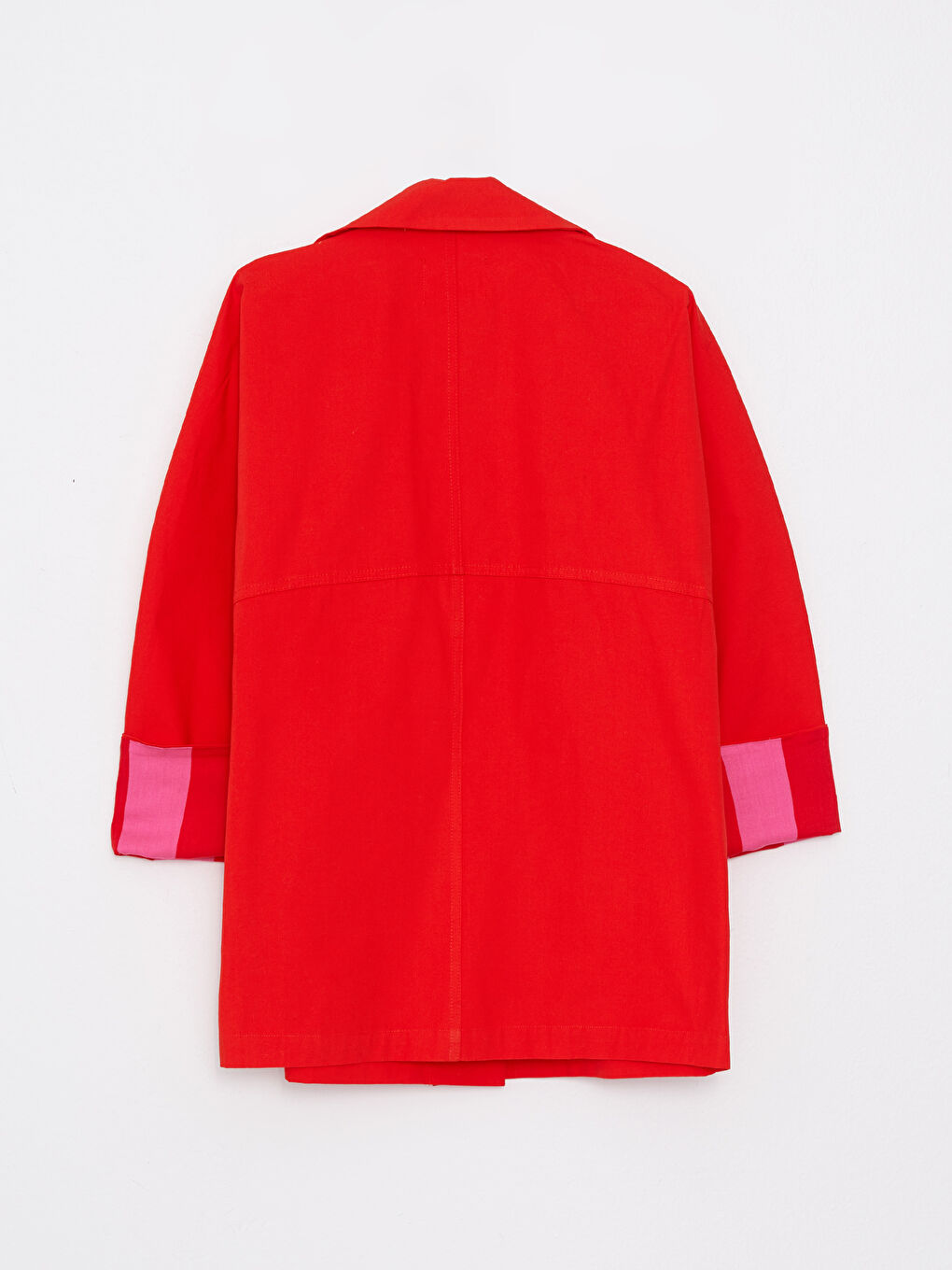 Front Button Closure Color Block Long Sleeve Gabardine Women's Jacket-7