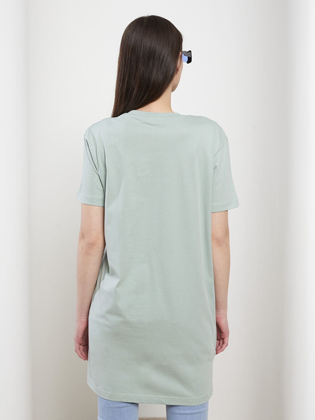 Crew Neck Printed Short Sleeve Cotton Women's Tunic-4