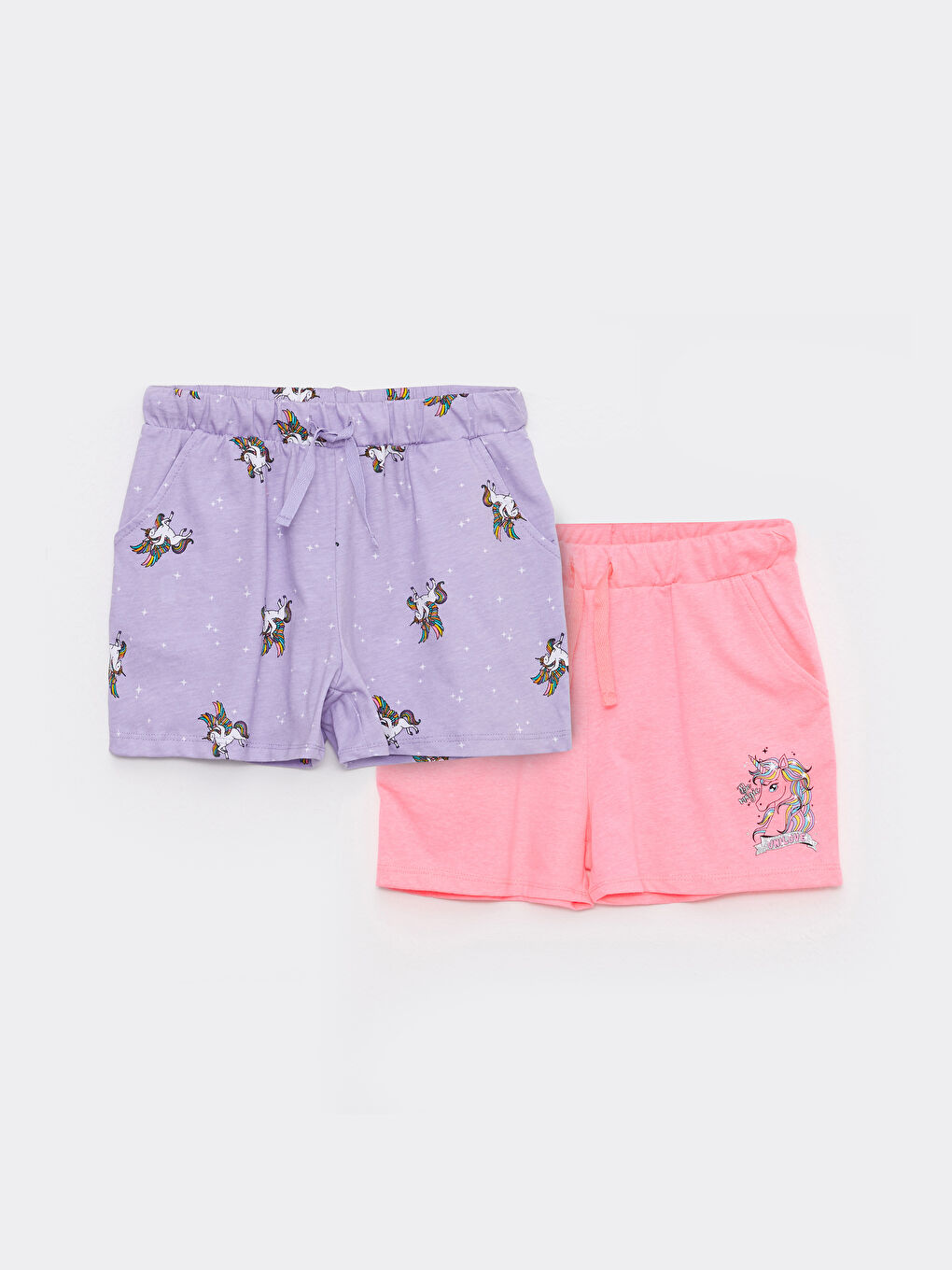 Elastic Waist Printed Girl's Shorts 2 Pieces