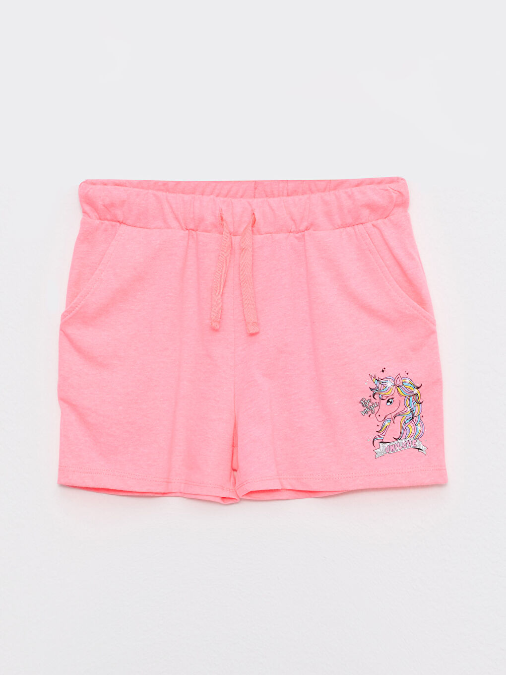 Elastic Waist Printed Girl's Shorts 2 Pieces-1