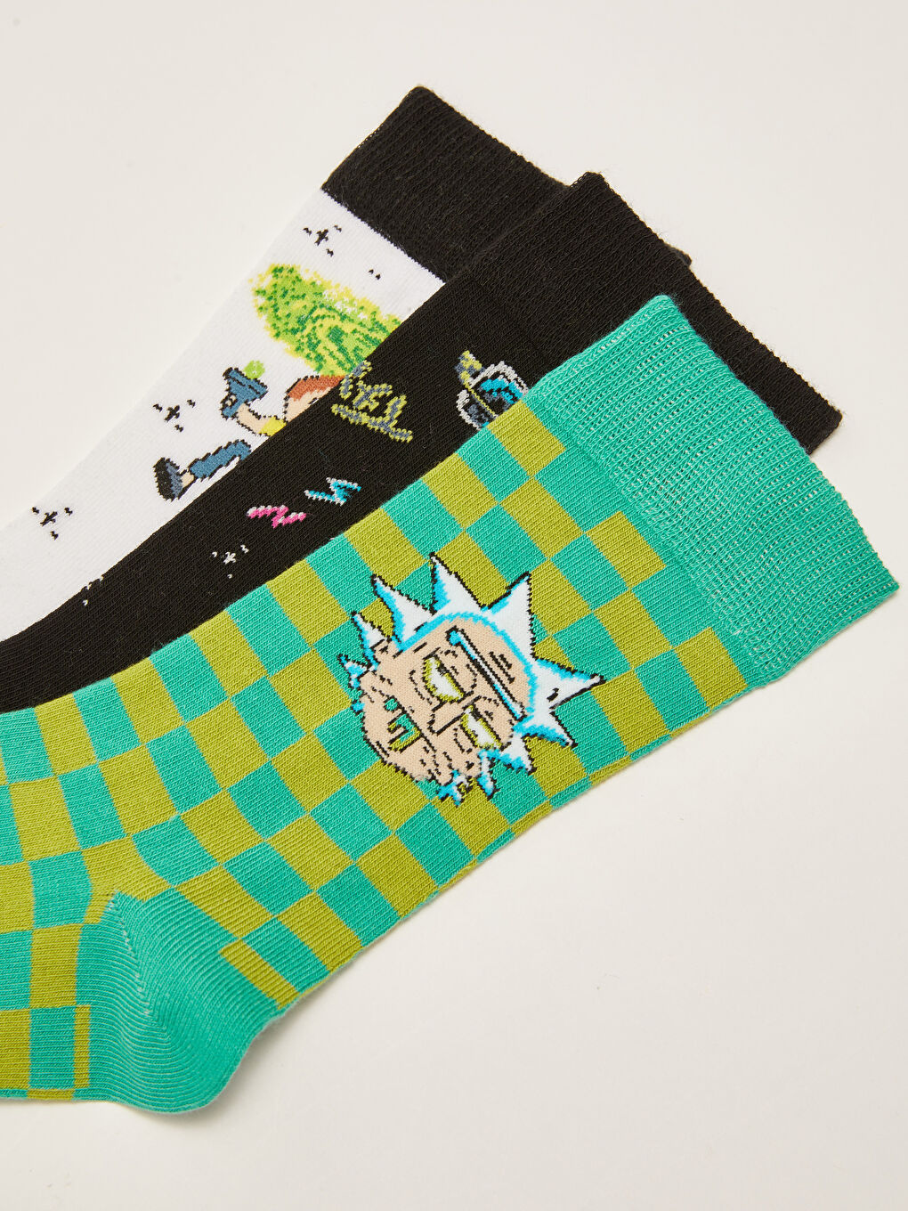 Karışık Rick and Morty Baskılı Erkek Soket Çorap 3'lü-2