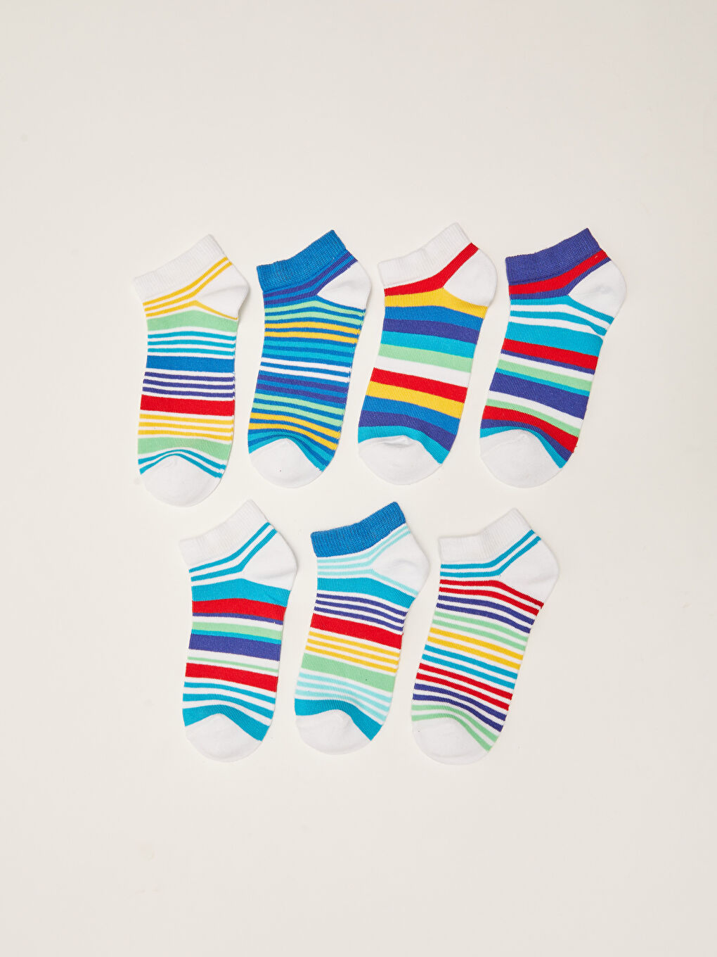 Karışık Çizgili Erkek Çocuk Patik Çorap 7'li-1