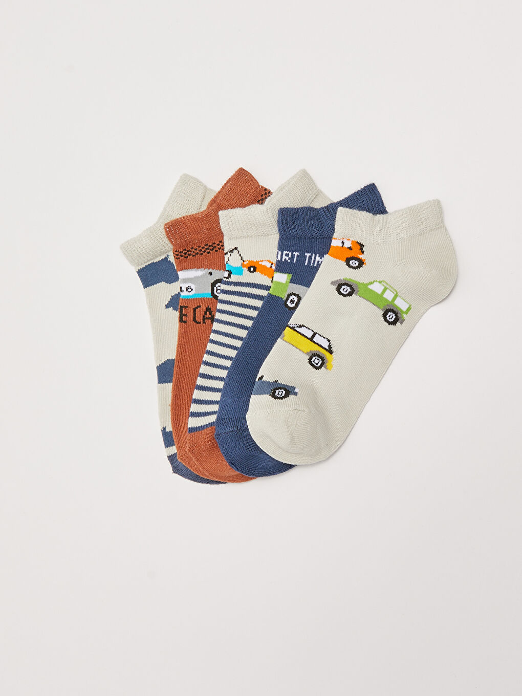 Car Printed Boys Booties Socks 5 Pack