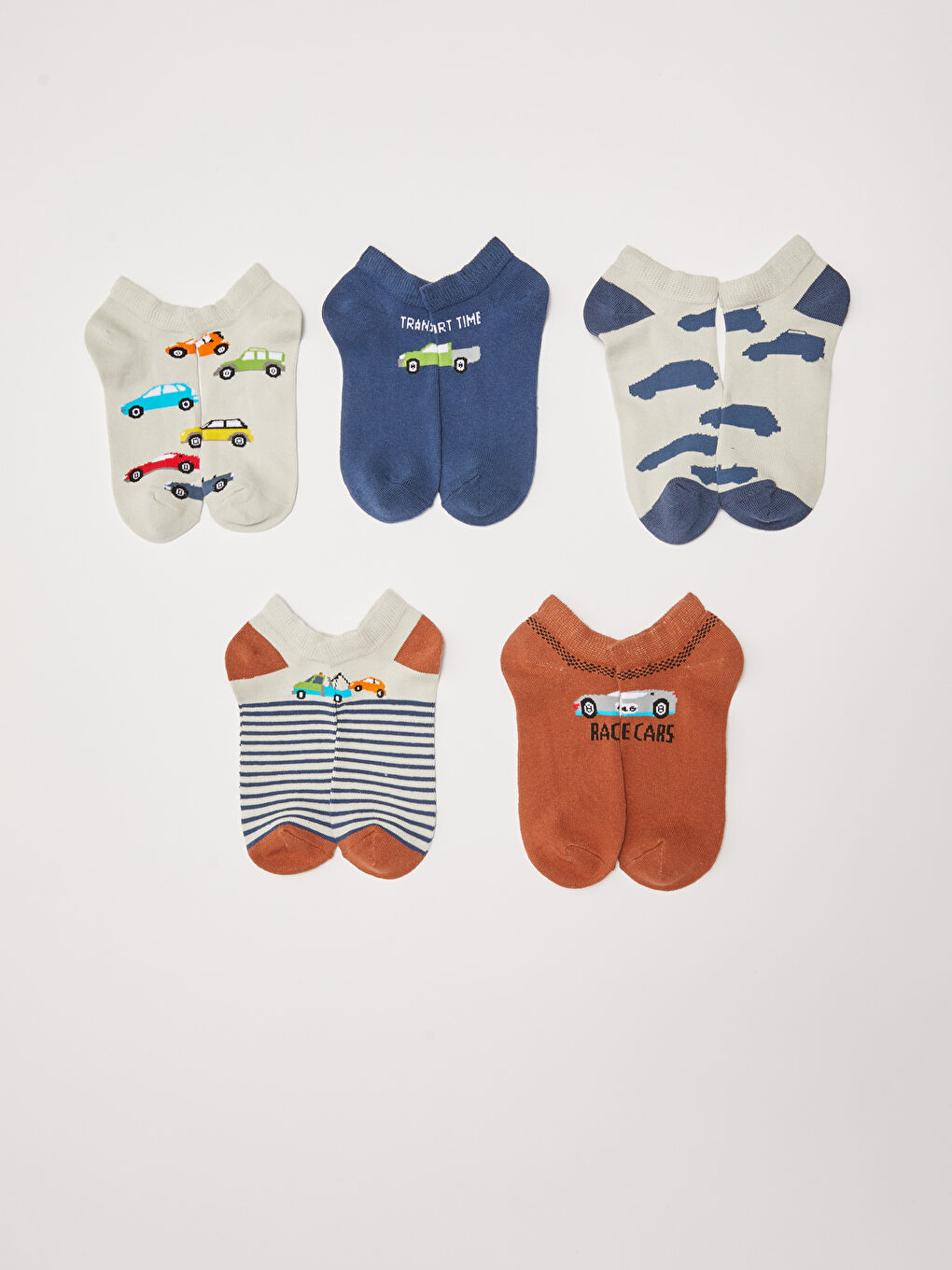 Car Printed Boys Booties Socks 5 Pack-1