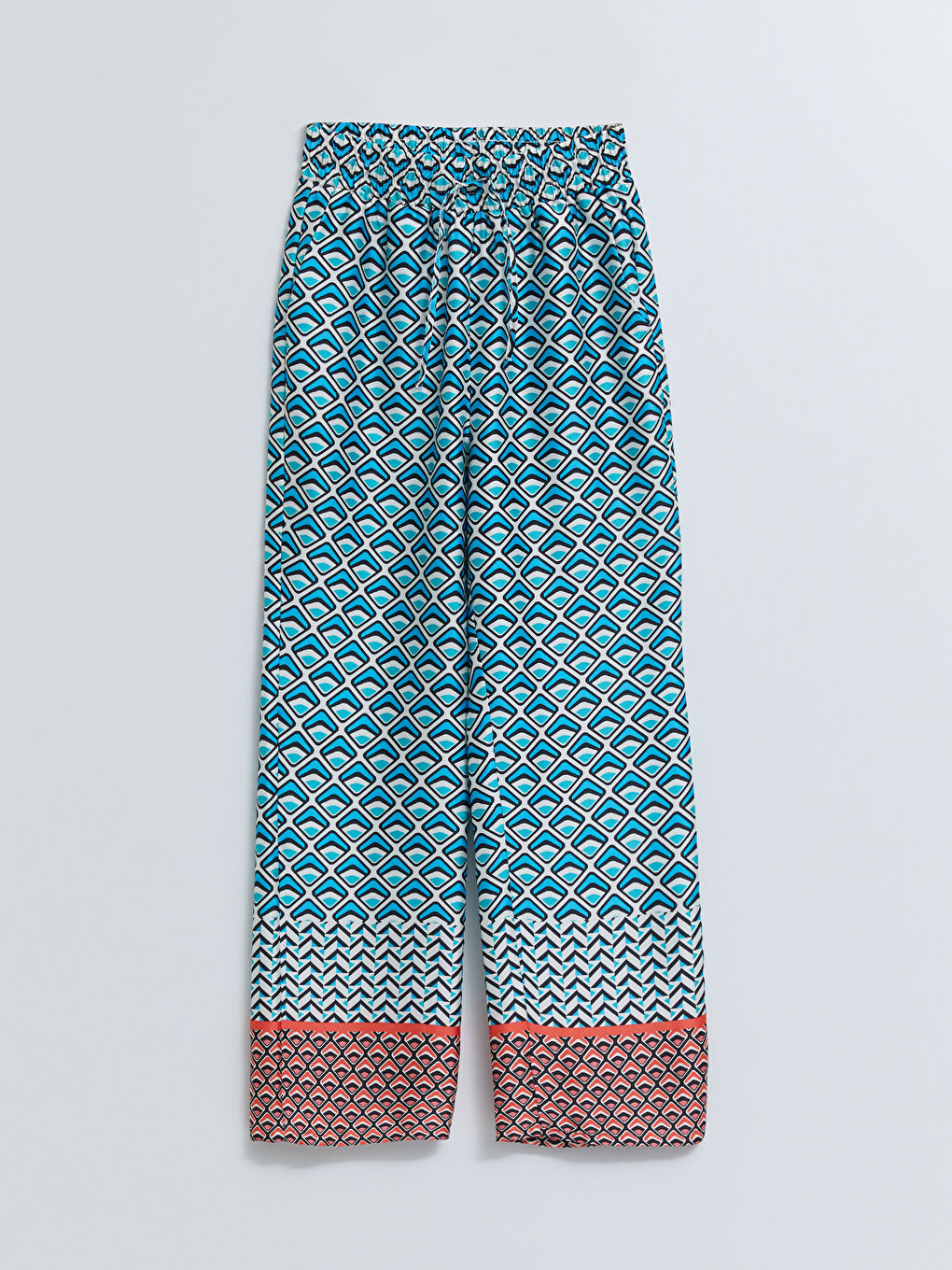 Elastic Waist Patterned Pocket Detailed Women's Trousers-10