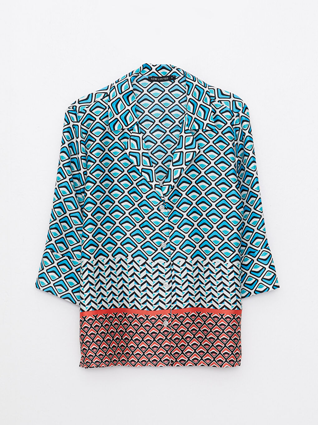 قميص ستان للسيدات بنقشة وإغلاق بأزرار أمامية-5