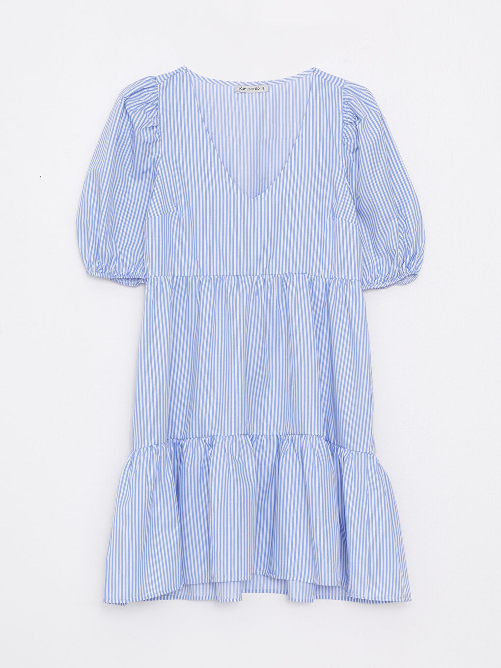V Neck Striped Short Sleeve Women's Dress-5