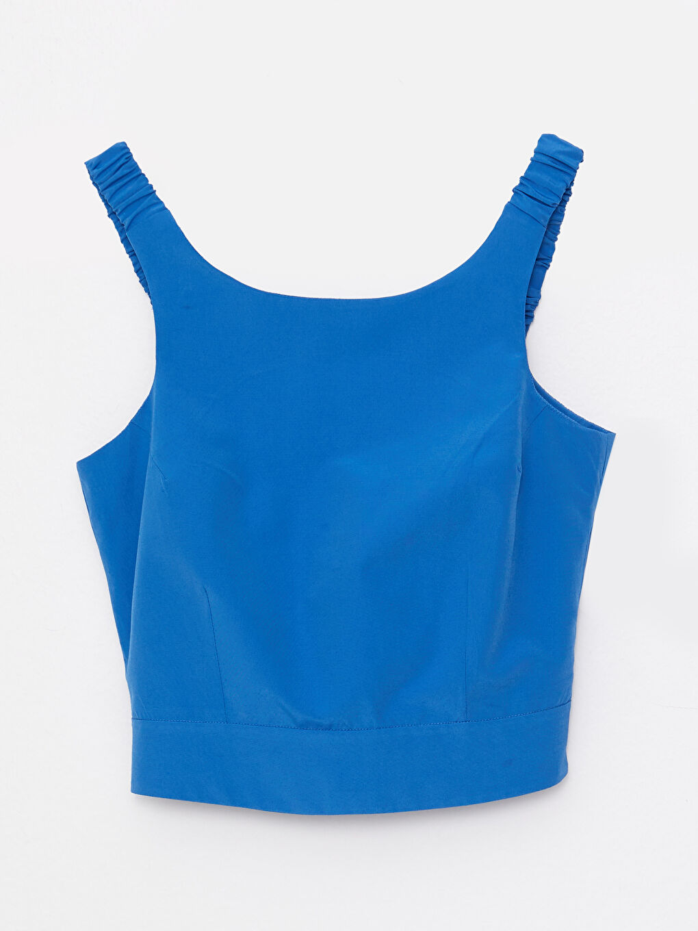 Women's U-Neck Plain Ruffle Detailed Strap Blouse -S2IS51Z8-HGU