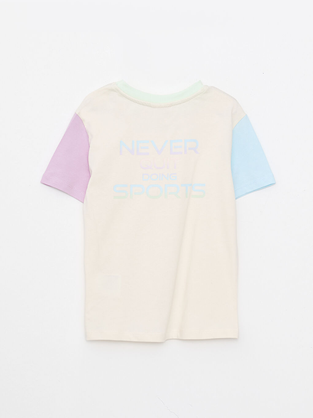 Crew Neck Printed Short Sleeve Cotton Girl T-shirt-1