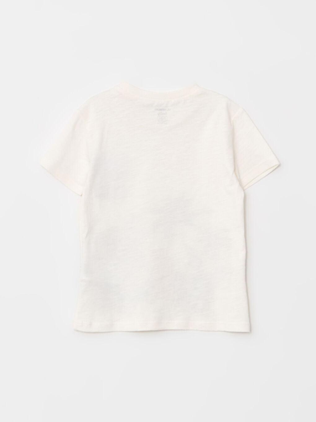 Ekru Bisiklet Yaka Kısa Kol Baskılı Pamuklu Erkek Bebek Tişört-1