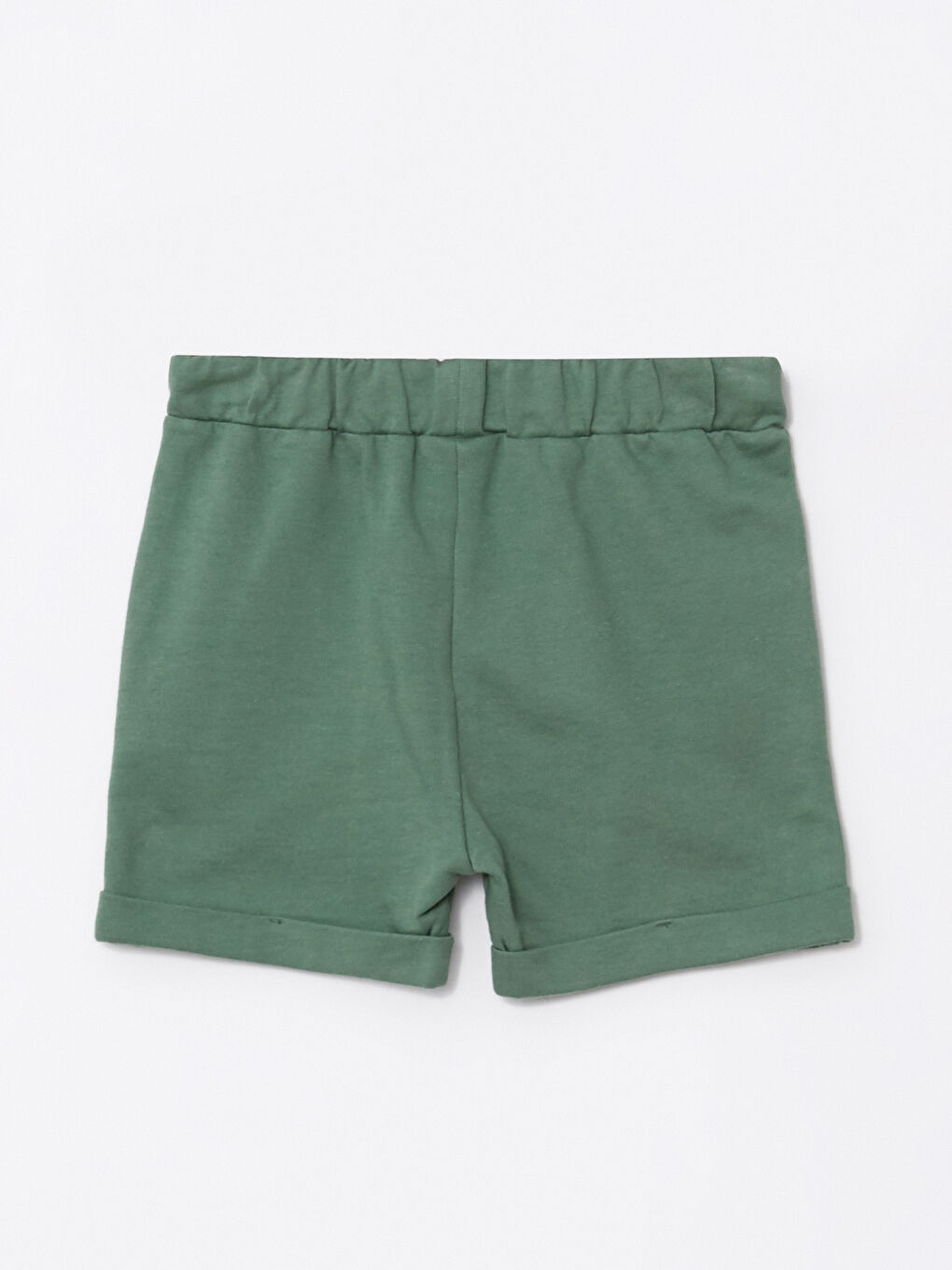 Yeşil Beli Lastikli Basic Pamuklu Erkek Bebek Şort-1