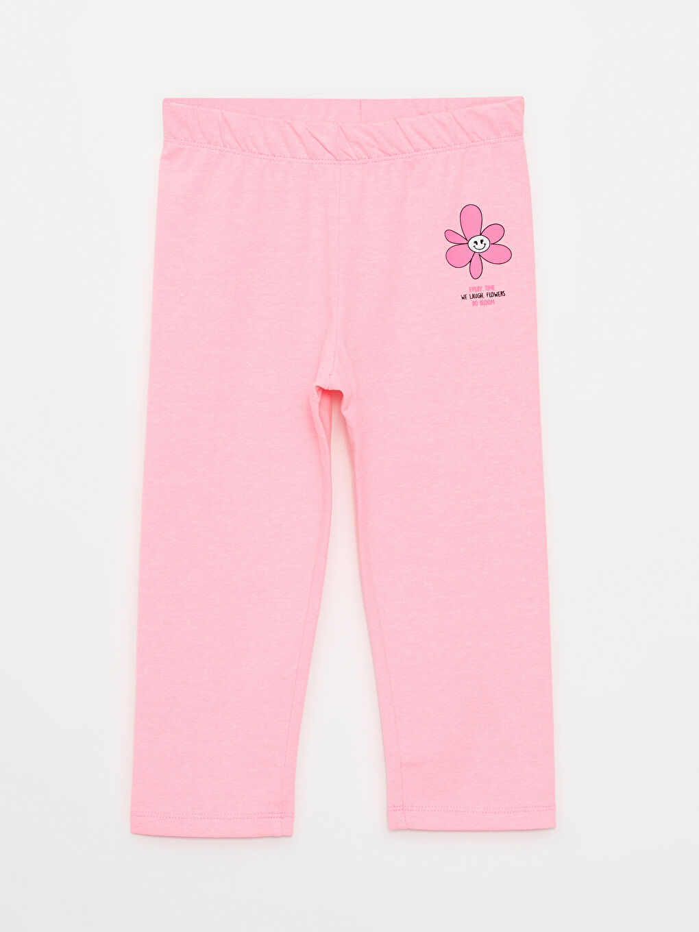 Siyah Beli Lastikli Baskılı Pamuklu Kız Çocuk Tayt 2'li-1