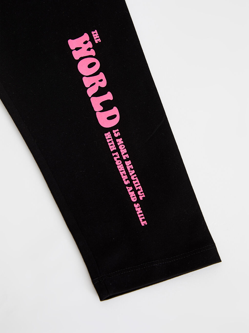 Siyah Beli Lastikli Baskılı Pamuklu Kız Çocuk Tayt 2'li-4