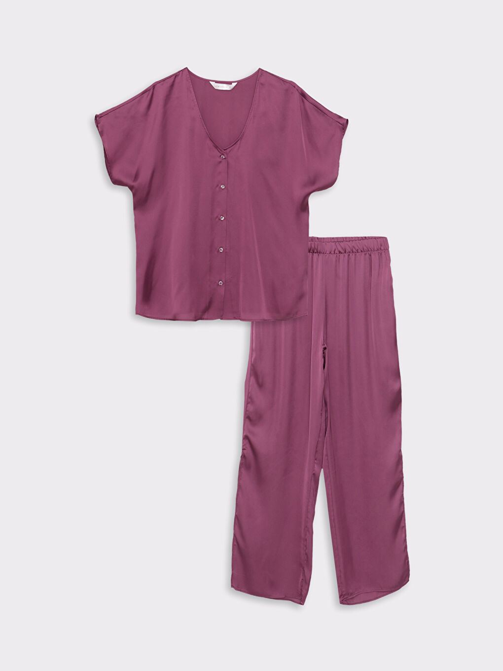 LCW DREAM V Neck Plain Short Sleeve Satin Women's Pyjama Set -S2IT34Z8-H7Z