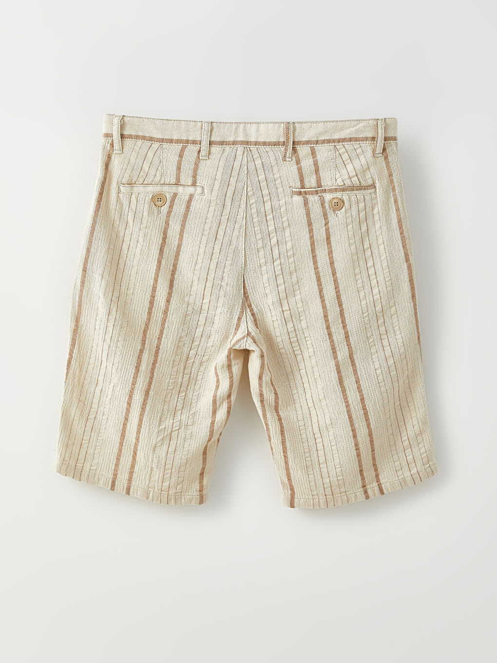 Bej Standart Kalıp Çizgili Erkek Şort-6