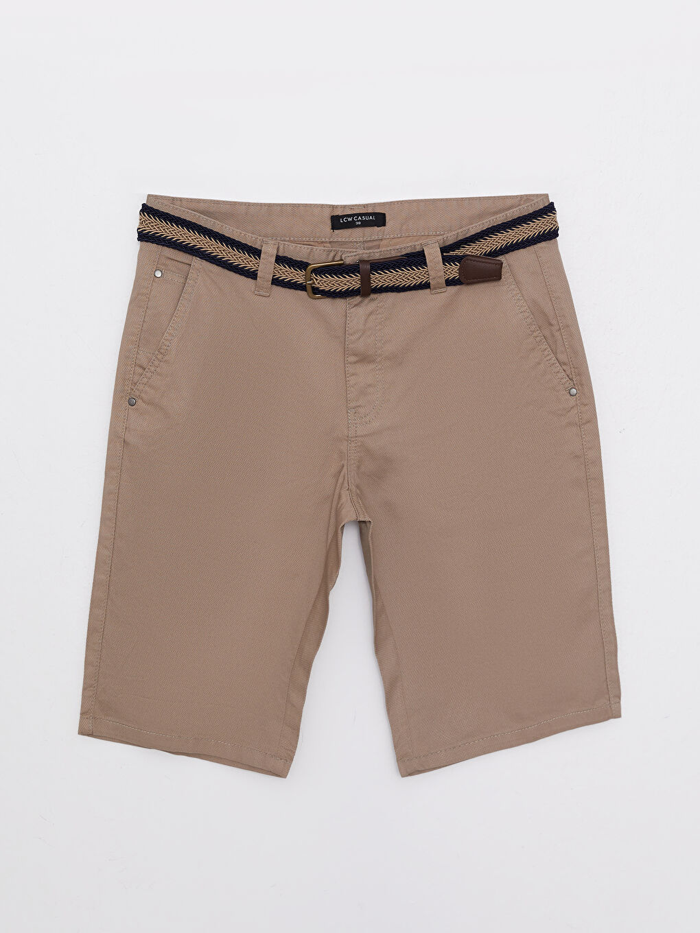 Slim Fit Belted Gabardine Men's Shorts -S2IT46Z8-CR8