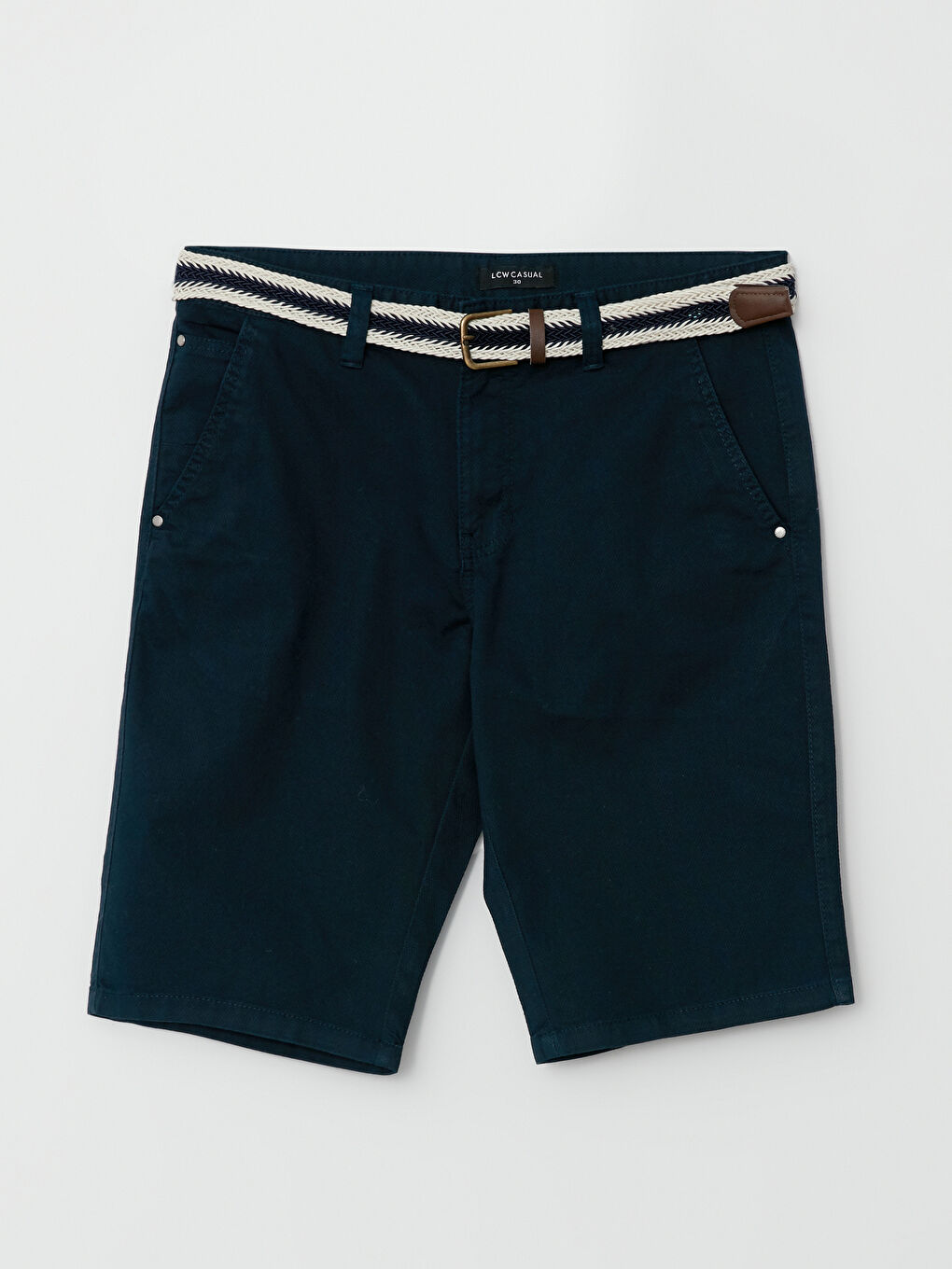 Slim Fit Belted Gabardine Men's Shorts -S2IT46Z8-SKL