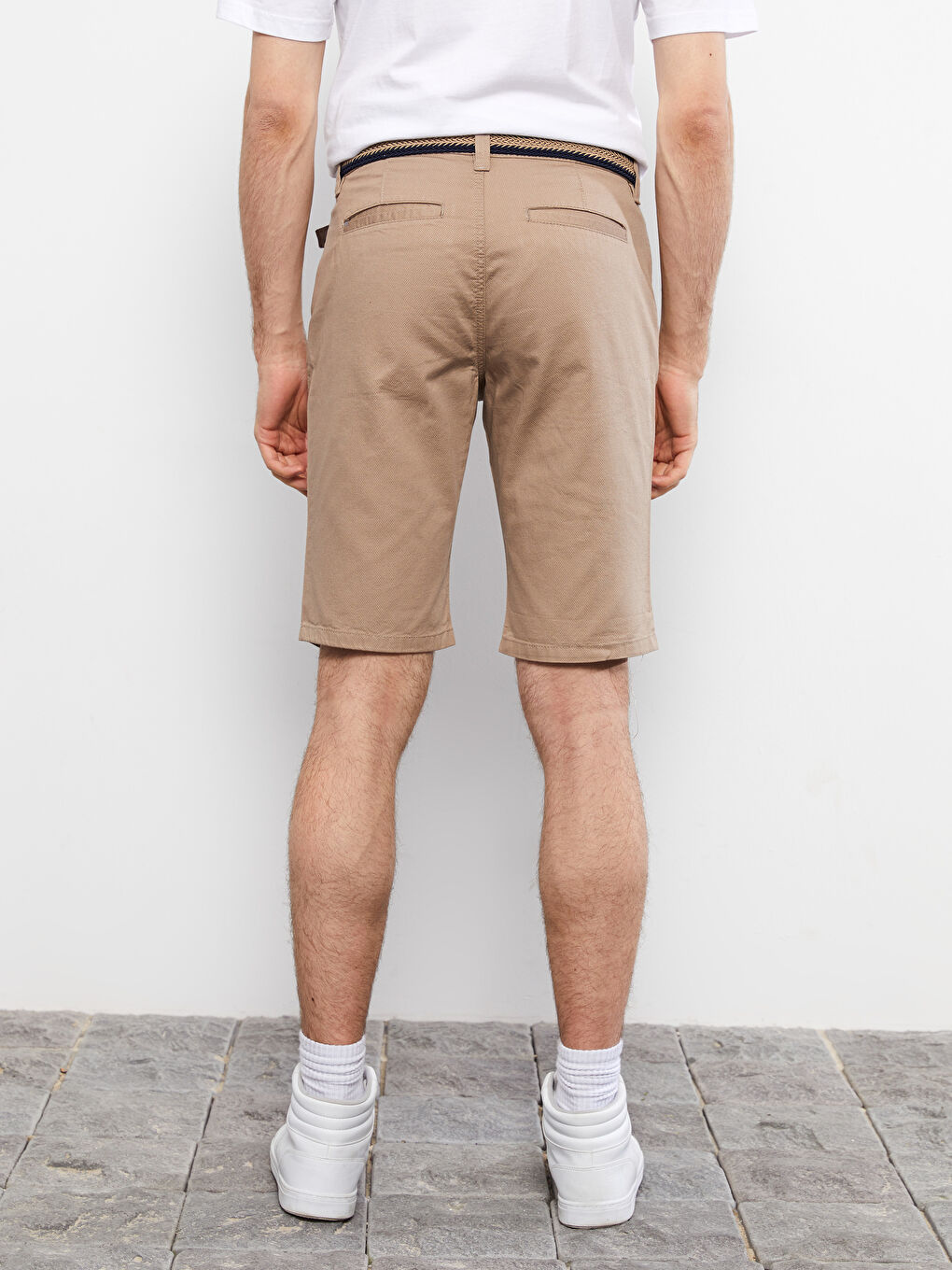 Slim Fit Belted Gabardine Men's Shorts -S2IT46Z8-CR8