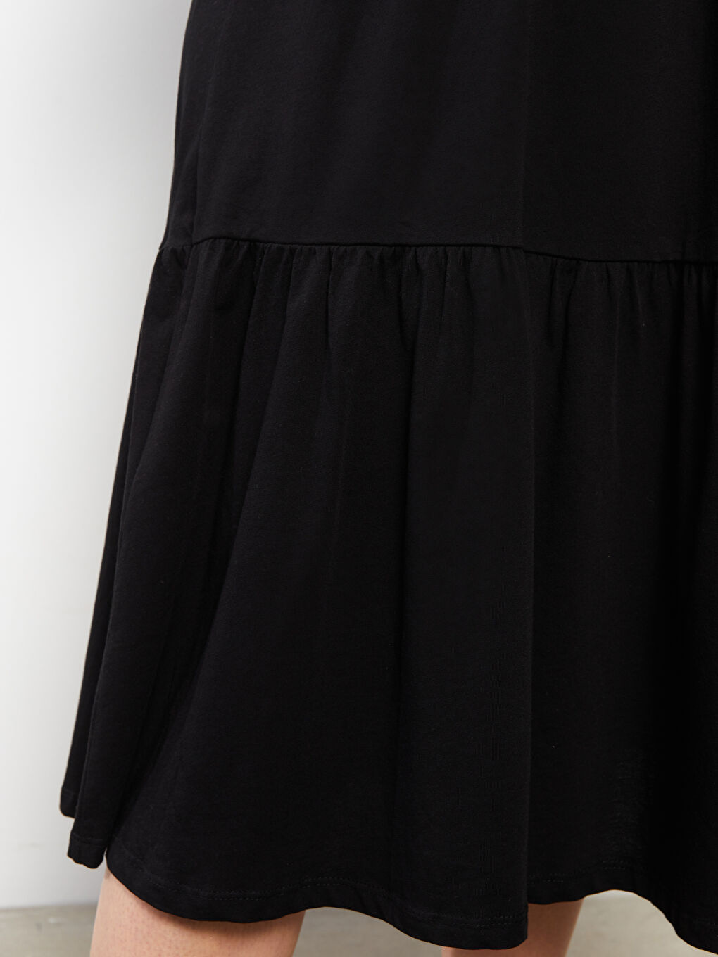 Plus Size V-Neck Straight Short Sleeve Cotton Women's Dress-3