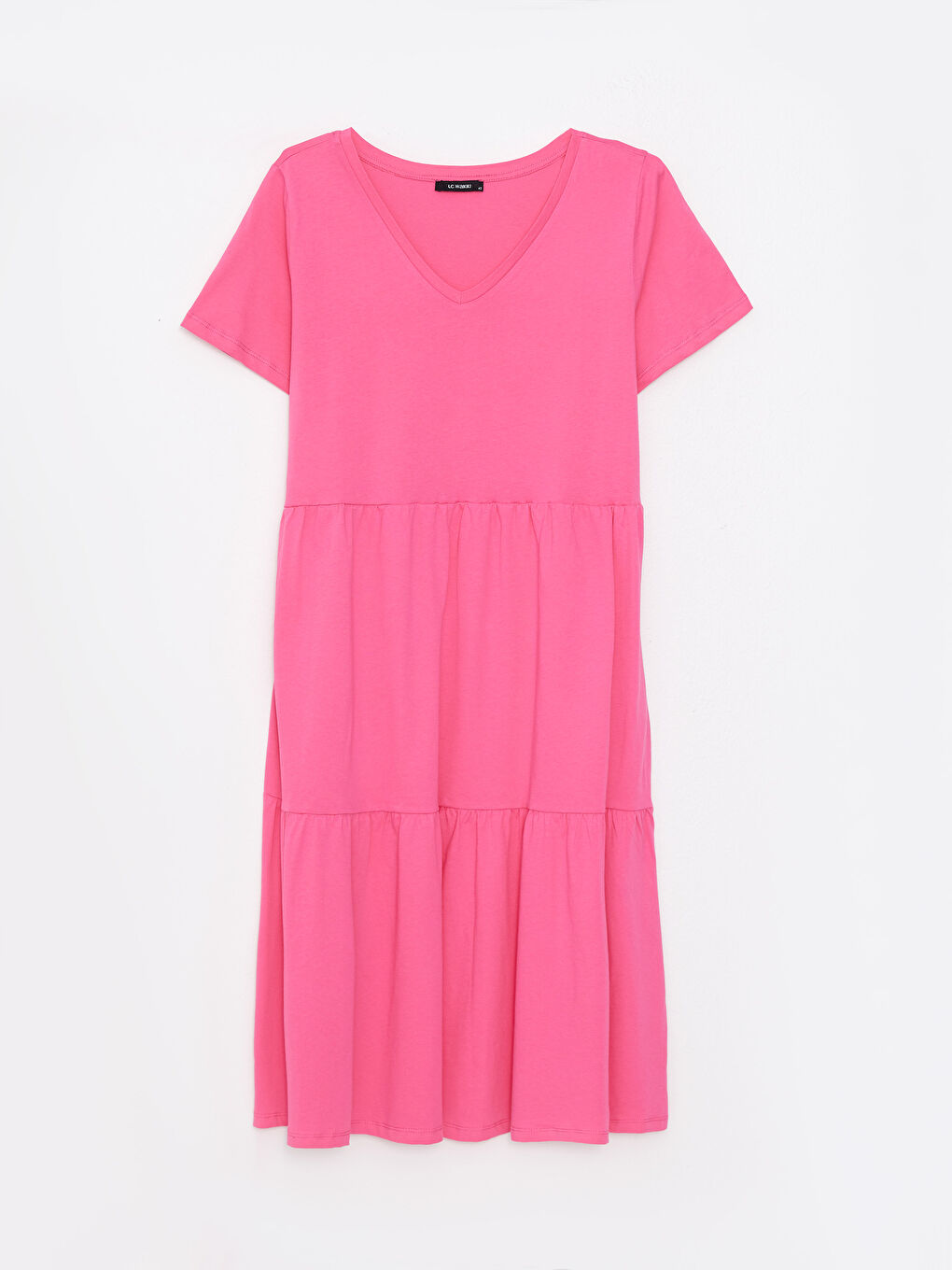 LC WAIKIKI Plus Size V-Neck Straight Short Sleeve Cotton Women's Dress -S2IT49Z8-R0J