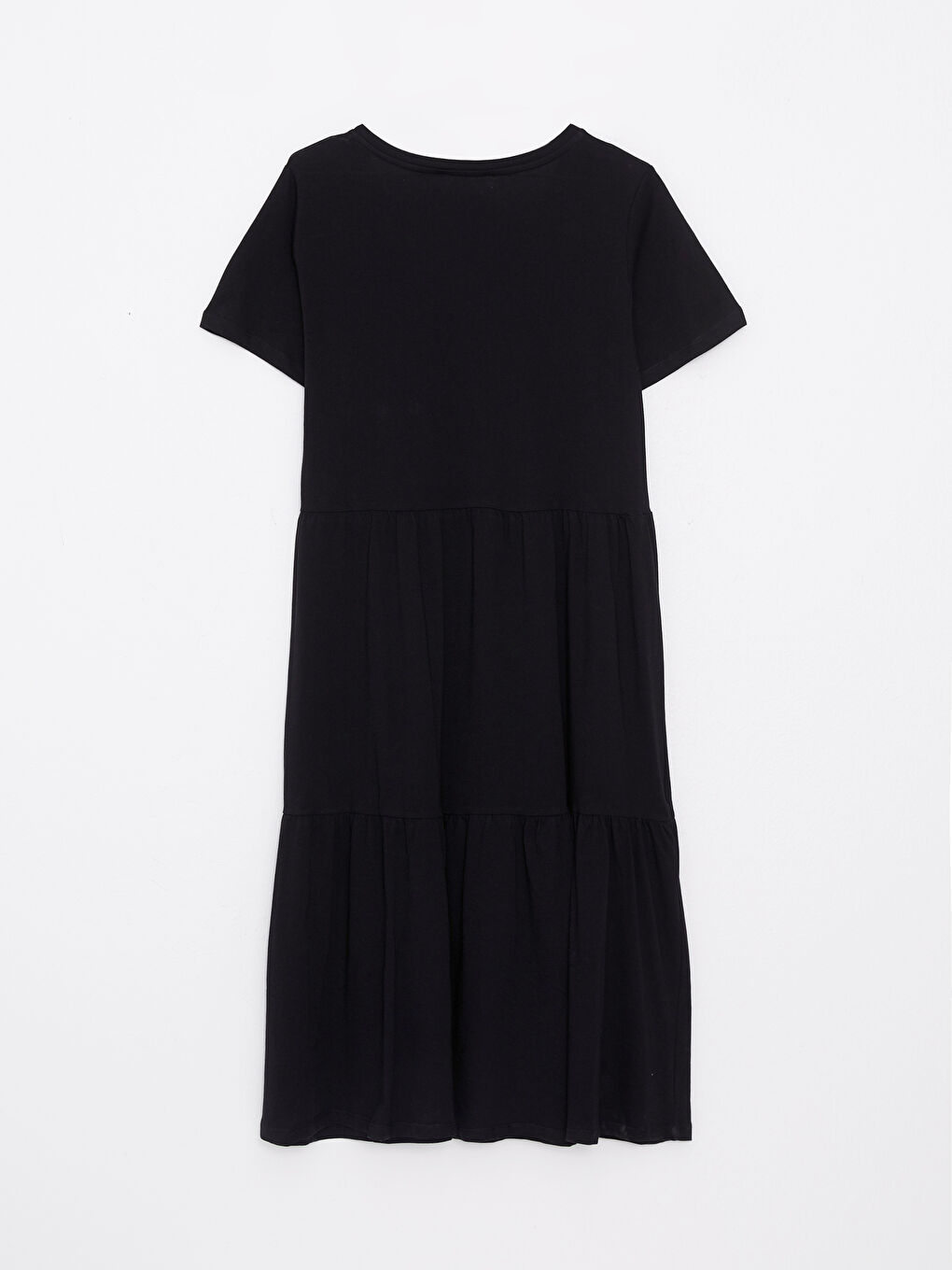 Plus Size V-Neck Straight Short Sleeve Cotton Women's Dress-6