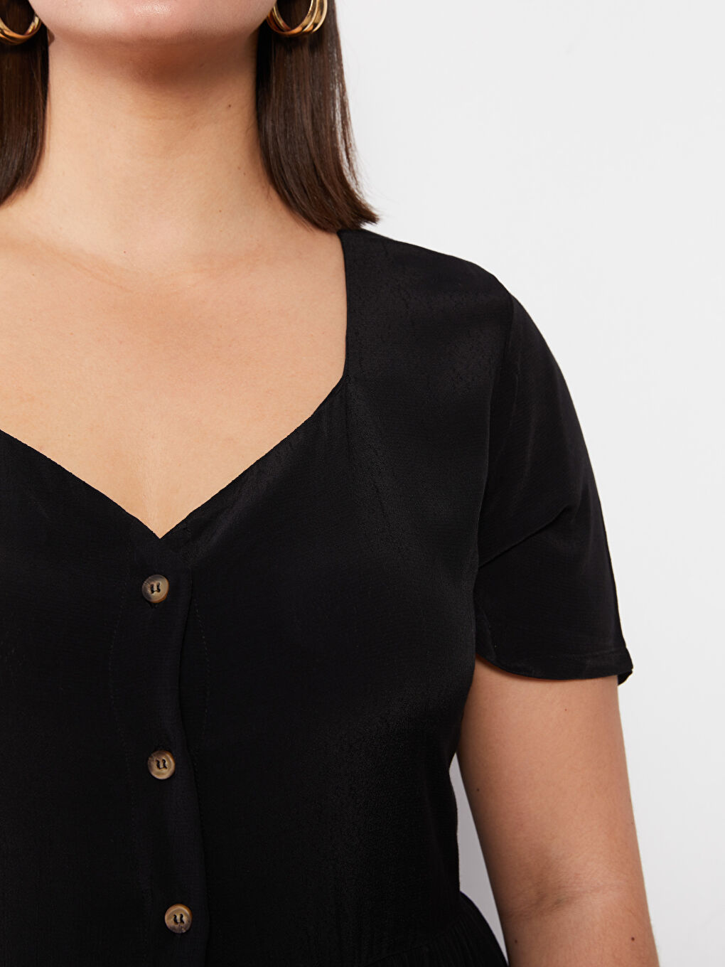 Plus Size Sweetheart Neck Straight Short Sleeve Viscose Women's Dress-3