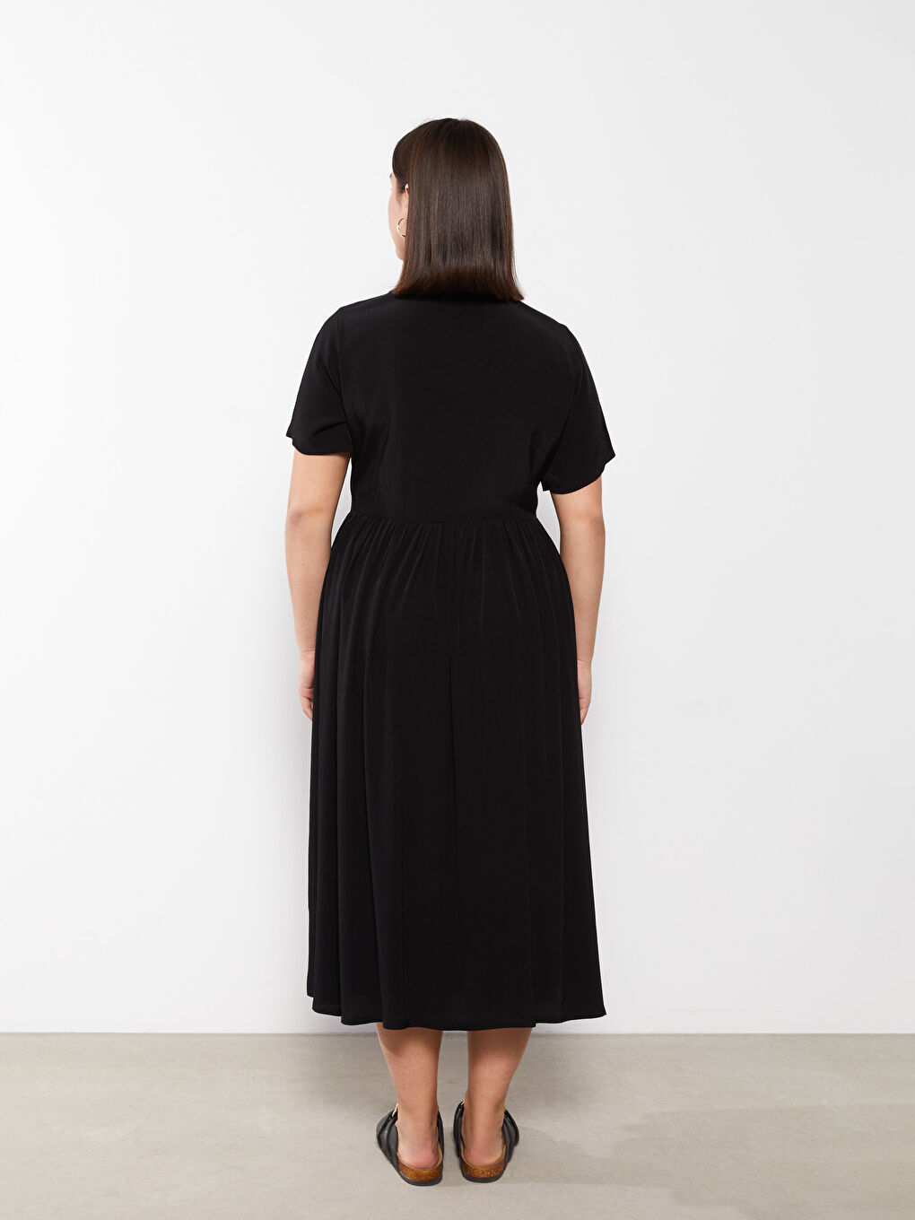 Plus Size Sweetheart Neck Straight Short Sleeve Viscose Women's Dress-4
