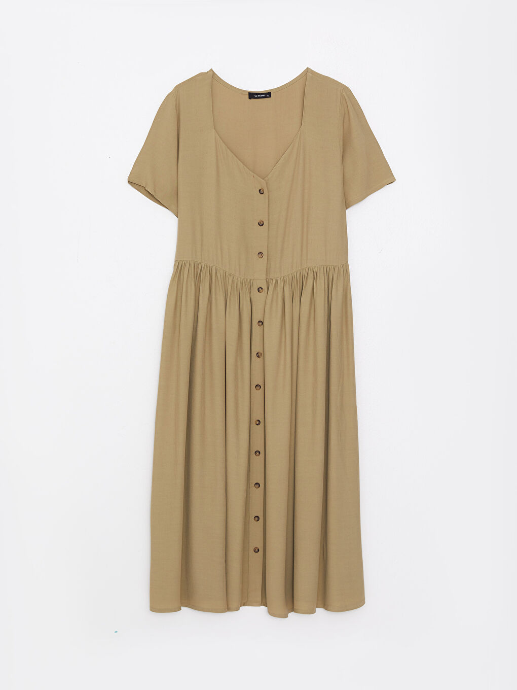 Plus Size Sweetheart Neck Straight Short Sleeve Viscose Women's Dress-5