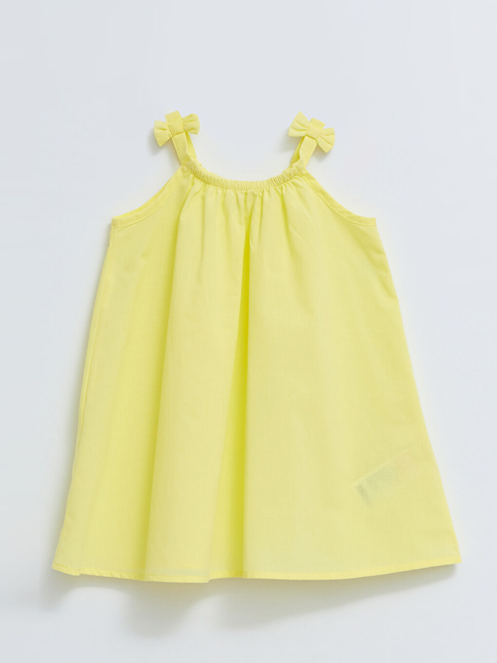 Sarı Bisiklet Yaka Askılı Kız Bebek Elbise