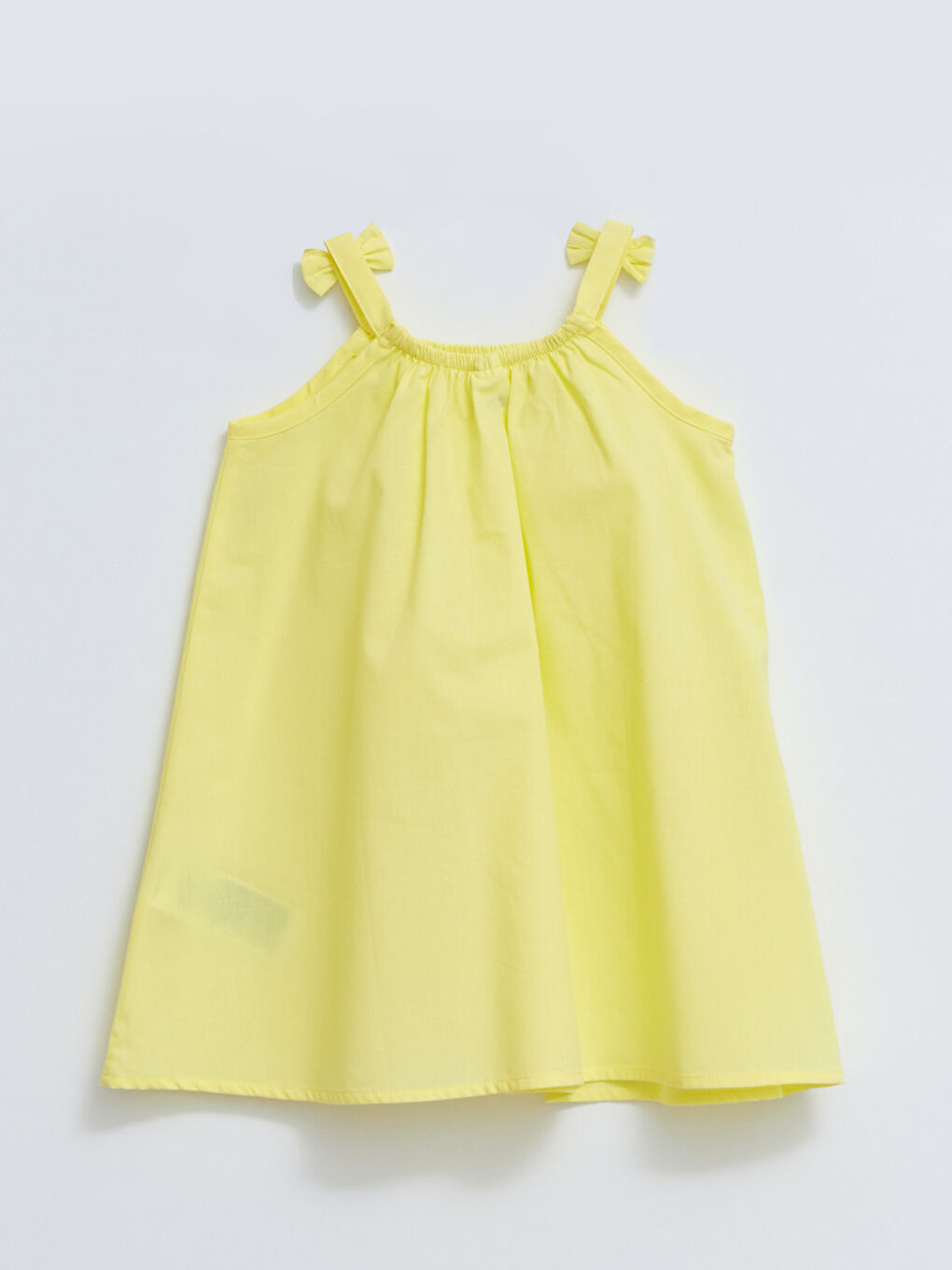 Sarı Bisiklet Yaka Askılı Kız Bebek Elbise-1