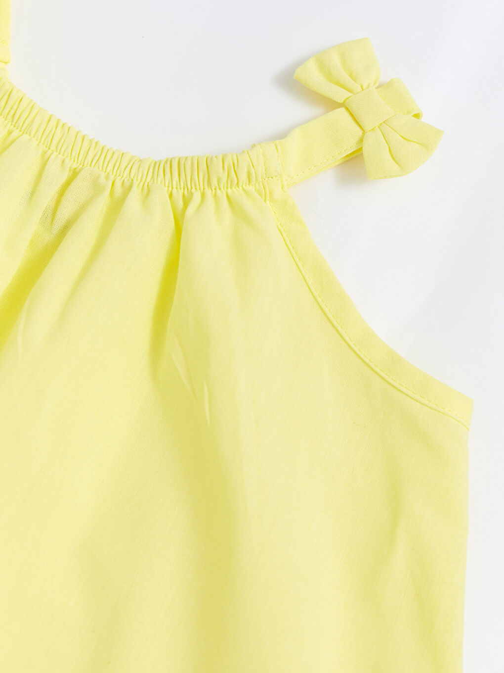Sarı Bisiklet Yaka Askılı Kız Bebek Elbise-2