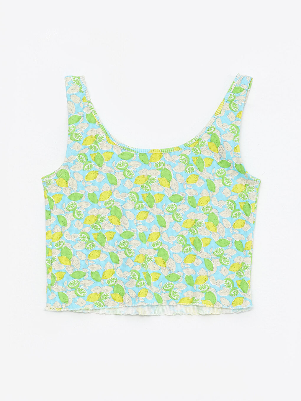 Yeşil U Yaka Desenli Kadın Crop-6