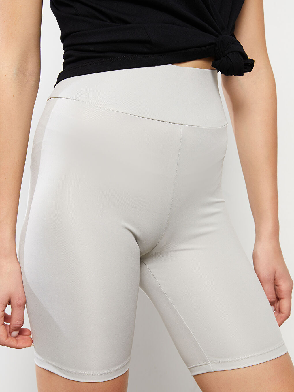 Women's Elastic Waist Plain Short Leggings-2